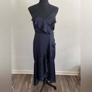 NWT - Express navy high low maxi dress with ruffles